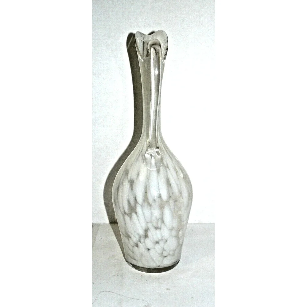 Rare Hand Blown Glass Swung Pitcher Vase 15
